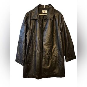 Leather x Vintage Fashion Concept Vintage Black Leather mid CoatSize Medium